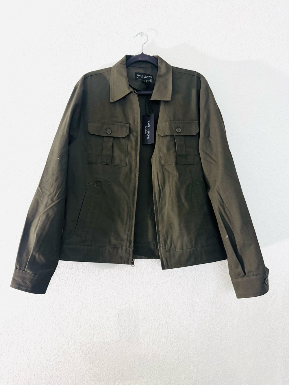 SLATE & STONE City Collection Zip Up Mechanic Jacket in Olive Size Small